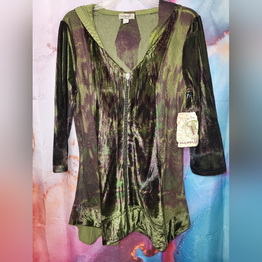 One World Live and Let Live size Large Olive Green/Brown